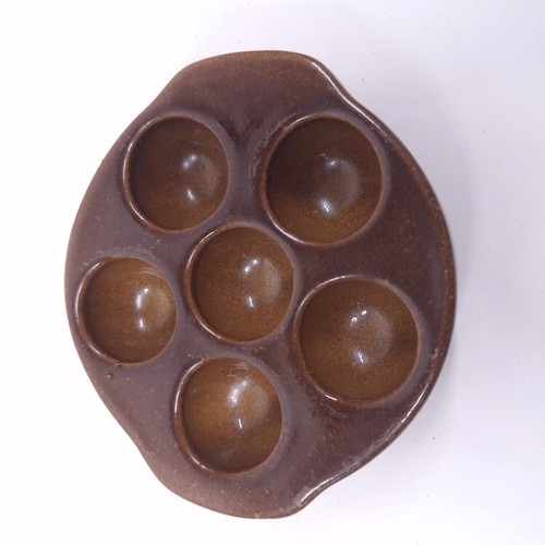 Vintage Snail Serving Plate Dish 6 Hole Brown x 6 Porcelain 13 cms x 3 cms - Picture 8 of 24