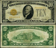 FR. 2400 $10 1928 Gold Certificate A-A Block VF