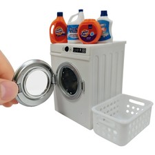 Miniature Electric Washing Machine Laundry Set for Dollhouses - Realistic Toy