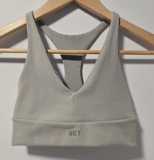 SET ACTIVE Luxe Form Racer V Sports Bra Sage / Taupe Size Small SOFT