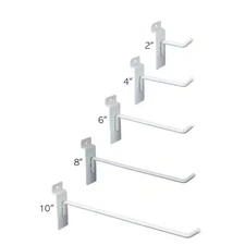 Slatwall Hooks - Combo Pack of 25 (5) of Each 2 In., 4 In., 6 In., 8 In. and 10 