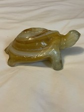 Caramel And White Swirl Slag Glass Turtle Vintage