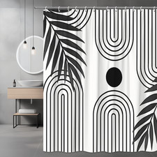Stylish Black and White Shower Curtain with Modern Leaf Design