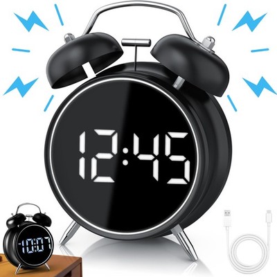 Retro LED Digital Wecker mit Extra Lautem Alarm Sound Steuerung Snooze Funktion