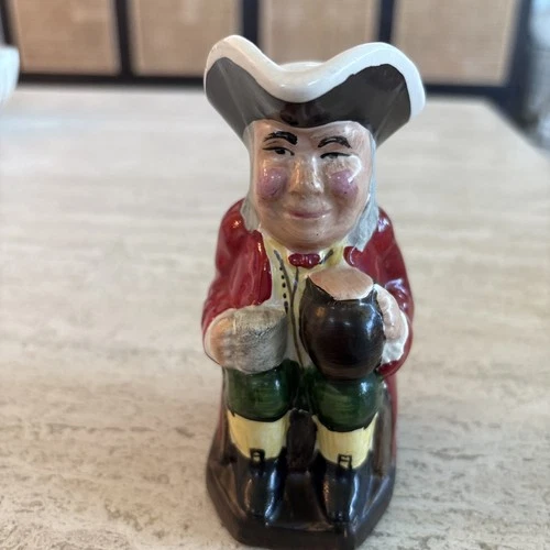 Vtg Old English Toby Jug 4.5” Staffordshire England –Miniature Character Pitcher