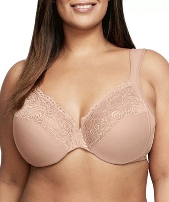 Glamorise NEW Plush Size 48H 1240 Full Support Back Close Wonder Wire Bra Beige