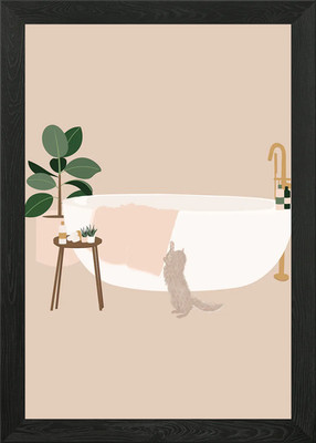 Gerahmtes Wandbild Poster Leinwanddruck Bild Cat Spa Day
