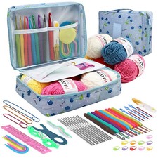 107PCS Crochet Kit for Beginners Adults Hook Set with Yarn Travel Craft Kit