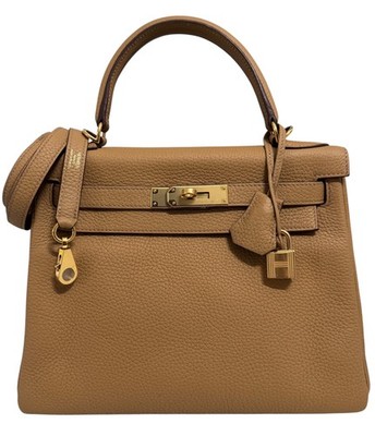 Hermes Kelly 28 Biscuit Tan Togo Leather Gold Hardware RARE