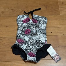 NWT Y2K So Cal Toddler Swimsuit 2T Pink Rose Leopard Tattoo Print