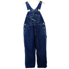 Key Imperial Bib Overalls Mens Size 36 x 29 Dark Wash Blue Denim Zipper Fly
