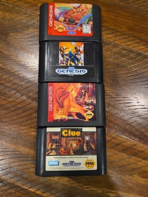Lot Of 4 Sega Cartridges: Desert Demo,Lion King,Clue, & EX-Mutants. Cart. Only