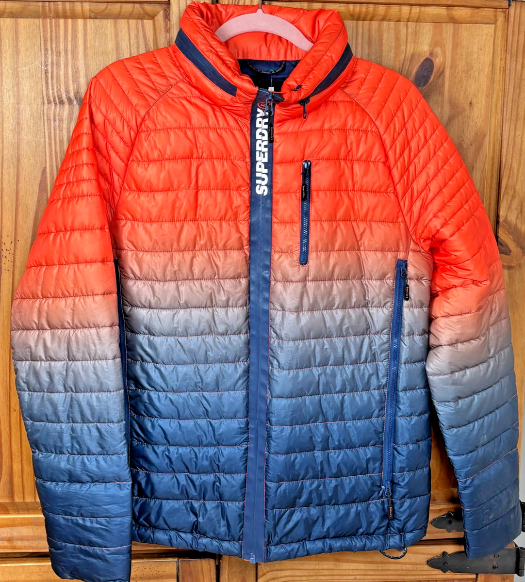 Superdry 01 Original Sport Jacket Mens L Orange Blue Powerfade