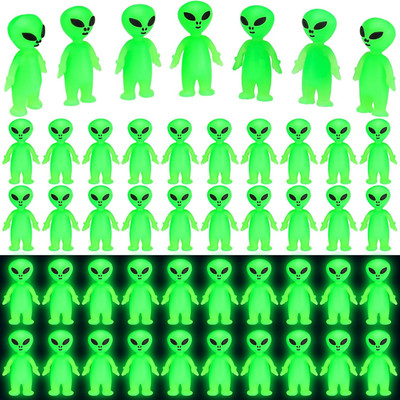 25 Pcs Mini Alien Figures to Hide and Seek Glow in the Dark Green Little Tiny Al