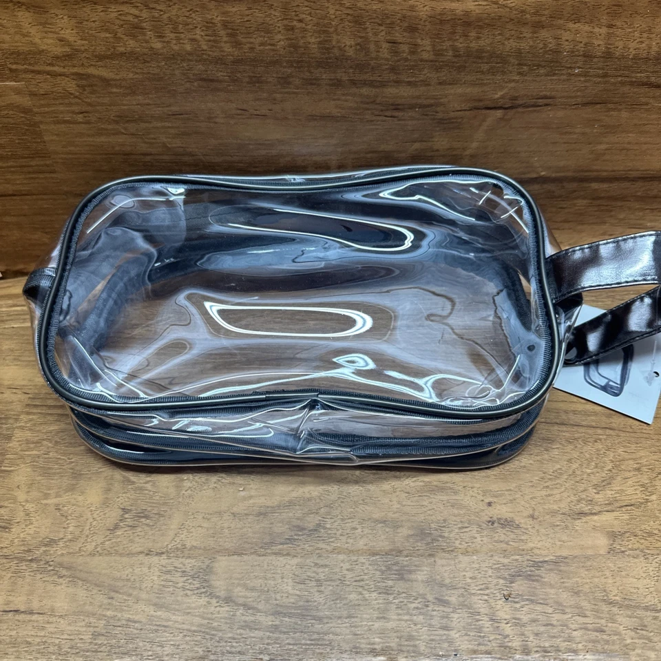 Bolsa de maquillaje de viaje impermeable con cremallera de PVC transparente de doble capa organizadora de cosméticos Foto 4 de 4