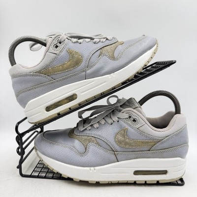 Nike Air Max 1 Blau Grau Glitzer Sneaker Größe UK 5 Damen Leder AT0072-001