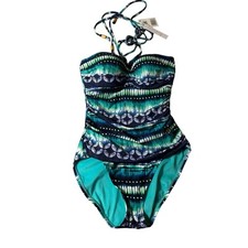 Bleu By Rod Beattie Swimsuit Womens 4 Blue Sun Sea Sand Bandeau One Piece NEW