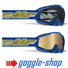 100% FMF Powerbomb Motocross MX Goggles - ROCKET NAVY GOLD CLEAR / MIRROR LENS
