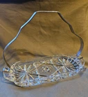 Vintage Anchor Hocking 60s Pressed Glass - Butter Dish with Metal Handle -7"