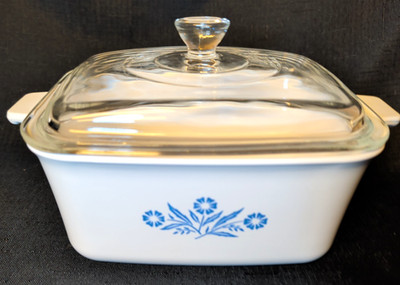 Vintage Corning Ware Blue Cornflower P-4-B Casserole Dish 1.5 Qt w/Glass Lid USA
