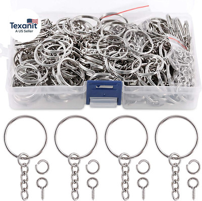 450Pcs 1'' 25Mm Sliver Key Chain Rings Kit, Including 150Pcs Keychain Rings with