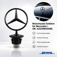 Motorhaube Stern 44mm Matt Schwarz f&uuml;r Mercedes Benz W211 Emblem A2218800086