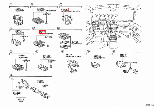 Genuine Toyota LandCruiser HDJ80 HDJ79 HDJ78 GRJ79 Front Rear Diff Lock Switch - Picture 4 of 20