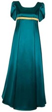 Satin Regency Dresses Vintage Ball Gown Victorian Empire Waist Medium Green