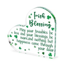 St. Patrick's Day Decorations Irish Blessing Shamrocks Heart Acrylic Plaque Seas