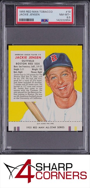 1955 RED MAN TOBACCO #19 JACKIE JENSEN RED SOX POP 1 PSA 8.5