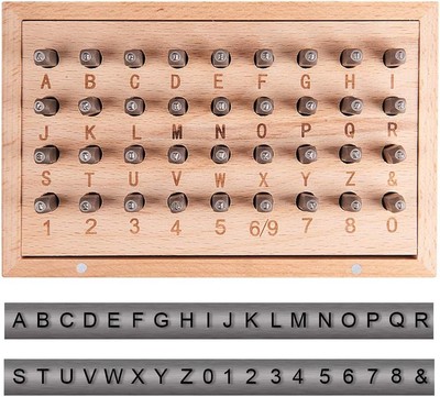 PH PandaHall Iron Number Alphabet Punch Sets, 36pcs 1.5mm(1/16 inch)... 