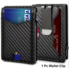 Men's Slim PopUp Bifold Carbon Fiber Wallet, RFID Blocking, Money Clip, Men Gift