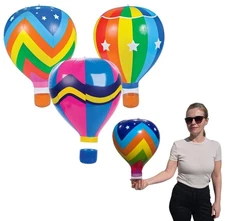 Hot Air Balloons (18") 3 Styles Multicolor Inflatable Balloons, Great Kids Pa...