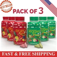 270 Fruits and 270 Veggies Whole Food Supplement with Superfood pack of 3 each