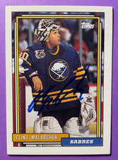 SIGNED CLINT MALARCHUK 1992 AUTOGRAPHED TOPPS HOCKEY CARD - SABRES