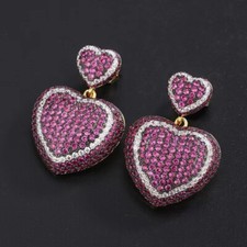 Valentine's Pink heart shaped drop earrings