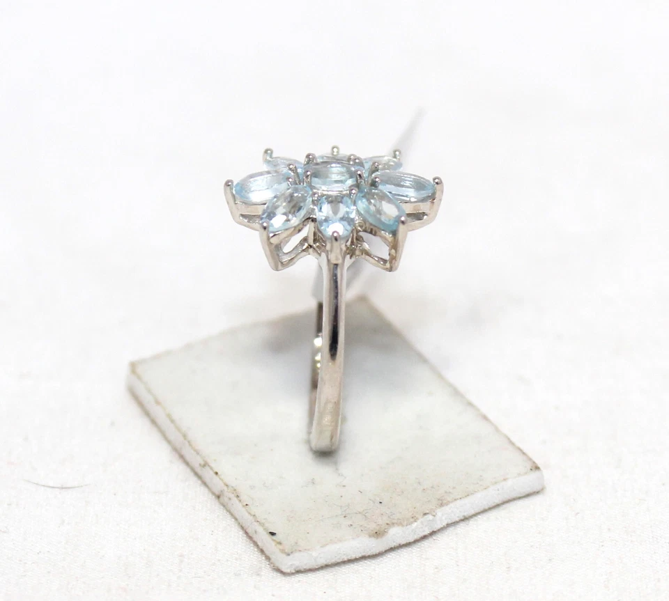 Ring 925 Sterling Silver Natural Aquamarine Gem Stone Handmade Women Gift F230 - Image 3 of 4