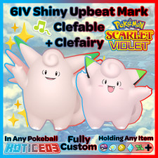 UPBEAT Mark CLEFAIRY + CLEFABLE ✨ SHINY 6IV ✨ Pokemon SCARLET & VIOLET XXXS/XXXL