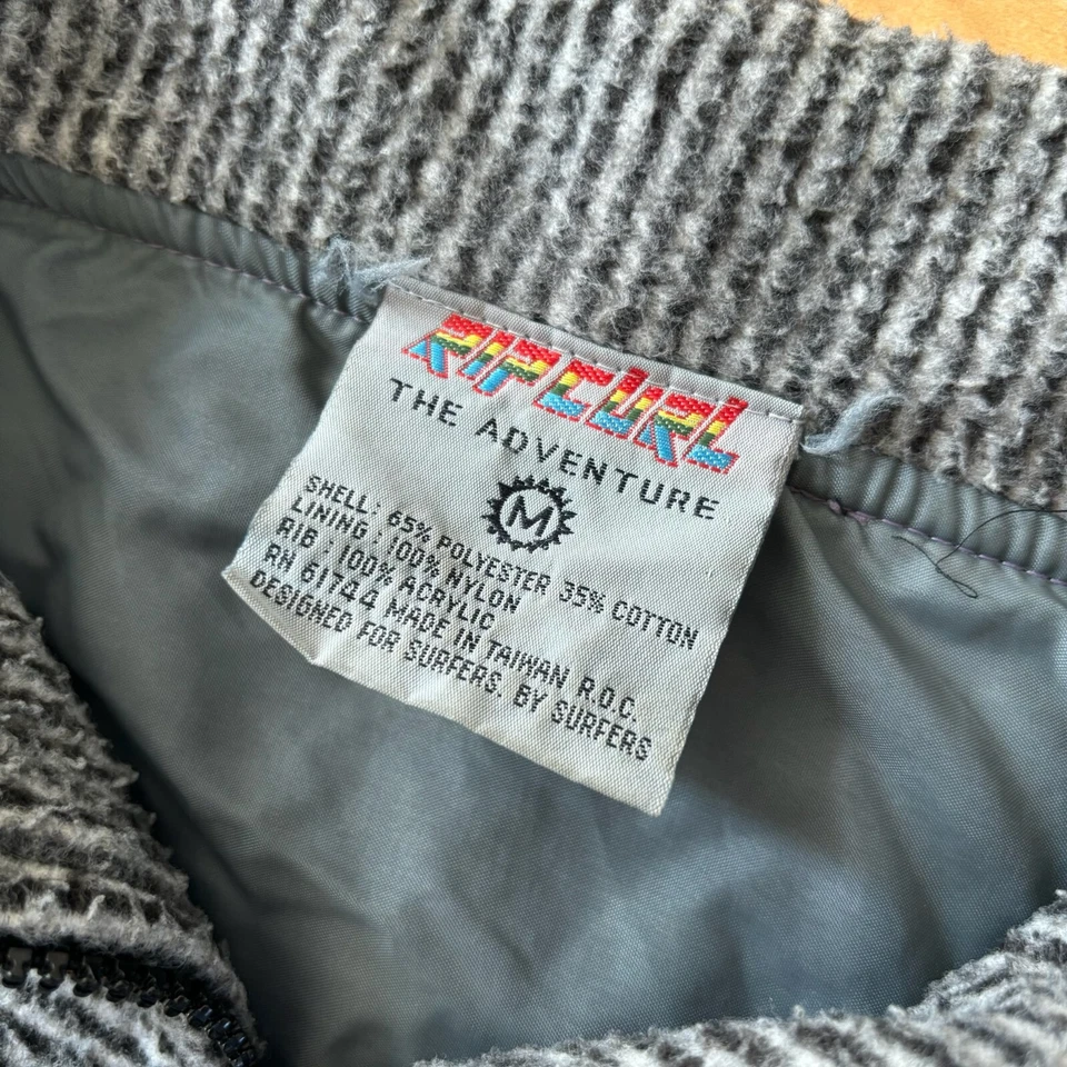 Vintage Rip Curl 80s Quarter Zip Pullover Fleece RARE Medium Striped Surfing - Image 2 of 4