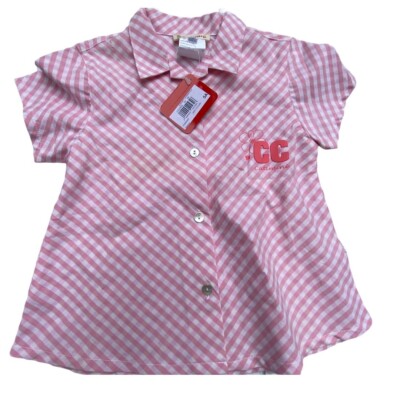 Catimini Pink Check Girls Blouse 5T NWT