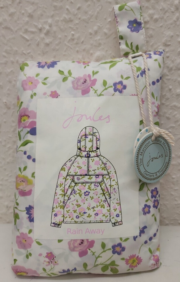 NWT Ladies JOULES Rain Away Packamac Cream w Florals Size 14 CG B51