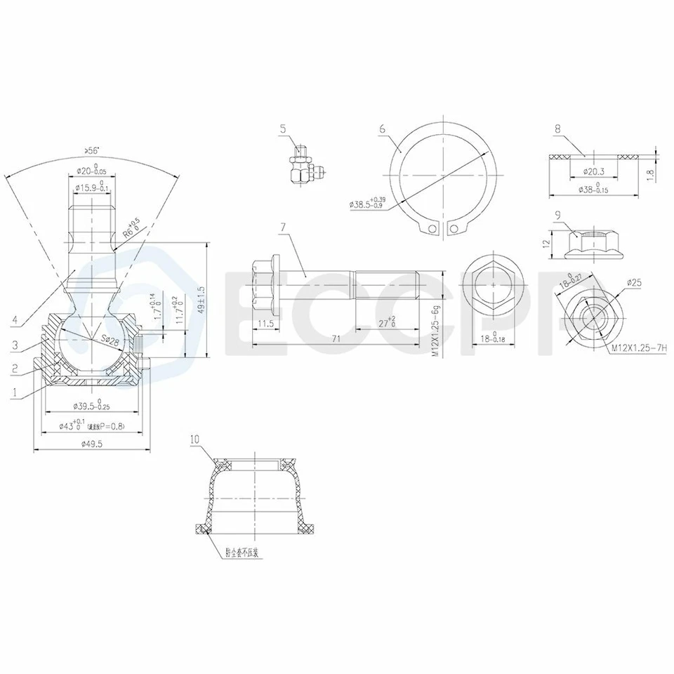 Kit de barras estabilizadoras de rótulas delanteras de 8 piezas para Mitsubishi Galant 99-02 03 Foto 2 de 4