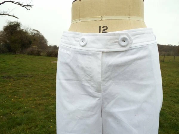 White Cotton Mix NEXT TAILORED Stretch Capri Pants Trousers Plus Size 20 BNWT - Image 3 of 4