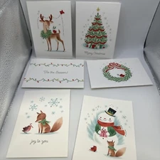 48 Count Hallmark Christmas Cards with Envelopes 6 Different NEW Woodland Asst.