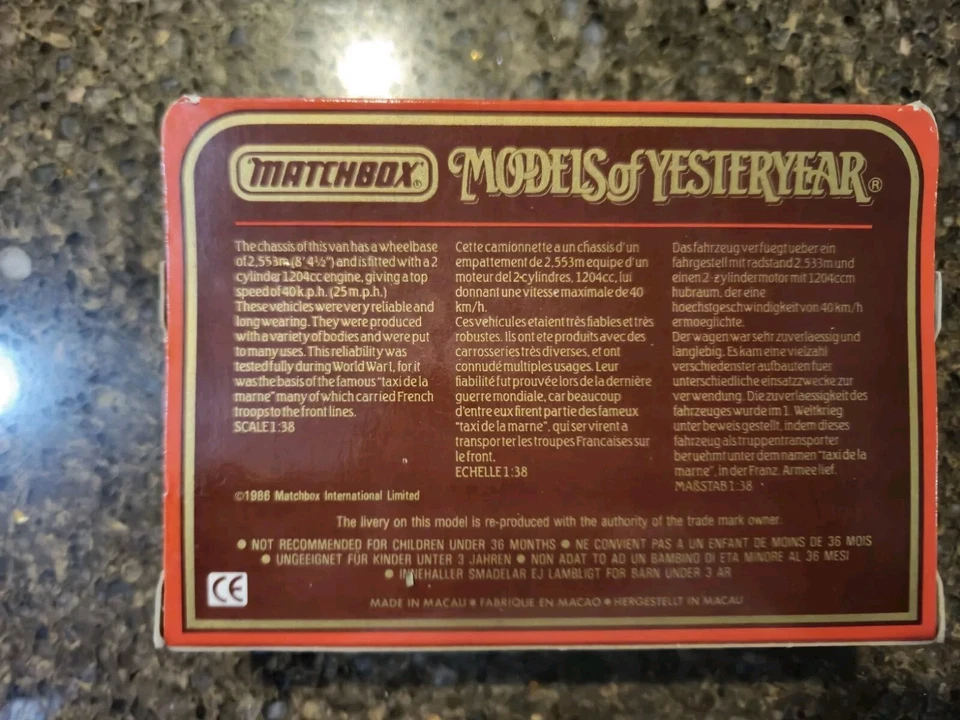 MatchboModels of Yesteryear 1910 Renault Type AG Suchard Chocolat - Image 2 of 2