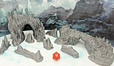 8 Piece Rocky Icy Mountain Scatter Terrain Set Scenery 28mm Dungeons  Dragons