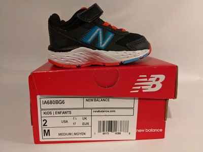 New Balance Baby 680 V6 Hook 2 months Running Shoe Black/Ghost Pepper/Virtua...