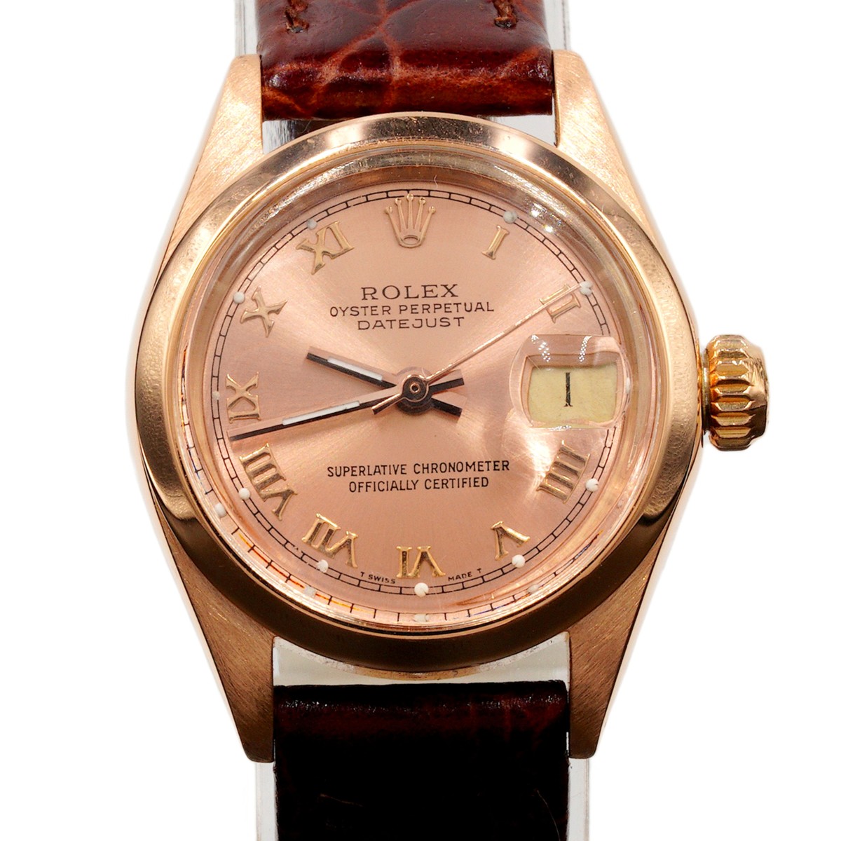 Ladies Rolex 18K Rose Gold Datejust Watch Model Ref. 6916 with