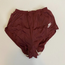Vintage 70s 80s Nike High Cut Running Shorts Size Medium Burgundy Elastic Waist