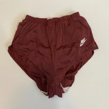 Vintage 70s 80s Nike High Cut Running Shorts Size Medium Burgundy Elastic Waist